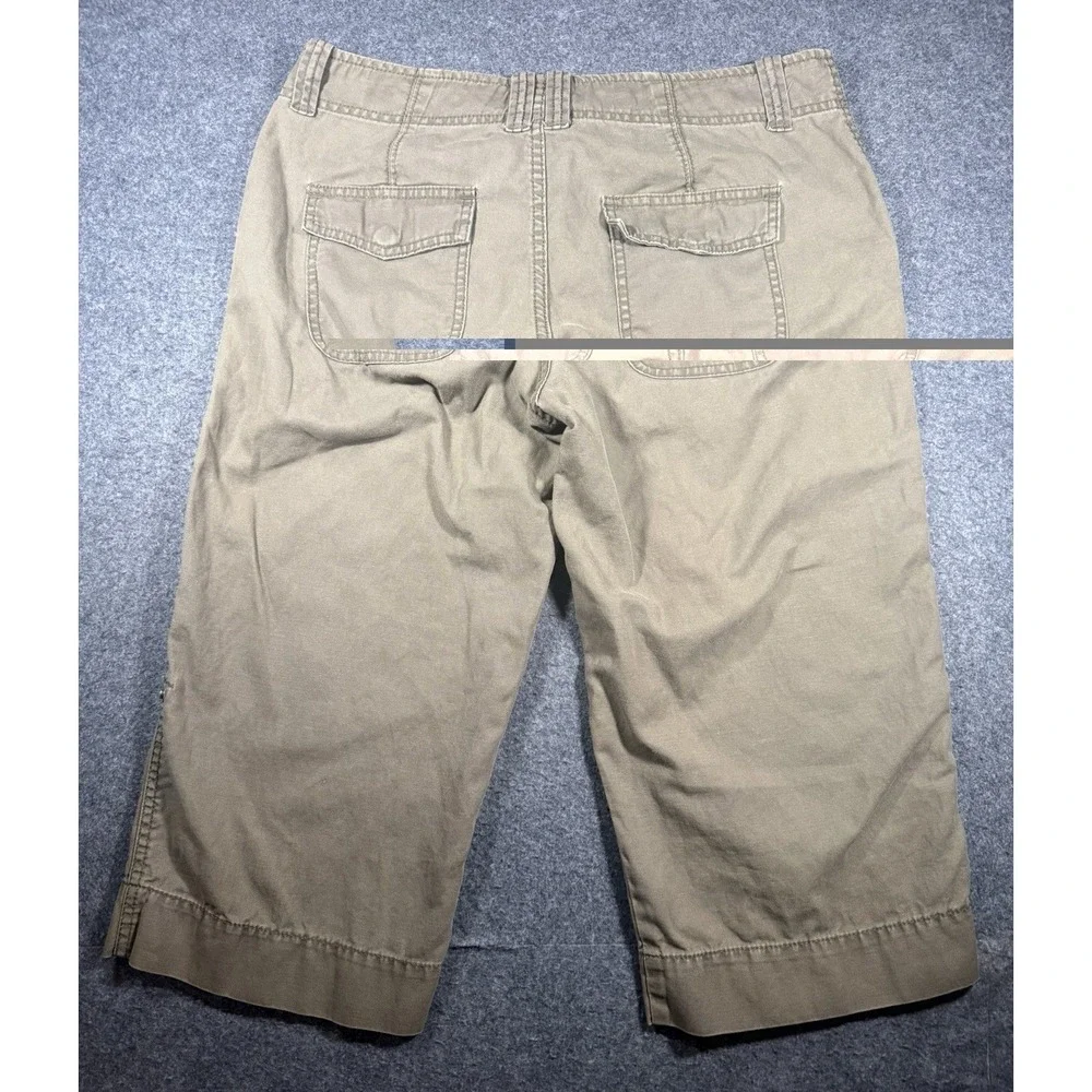 Calvin Klein Jeans Women's Beige Cotton-Linen Blend Drawstring Capri  Size 10